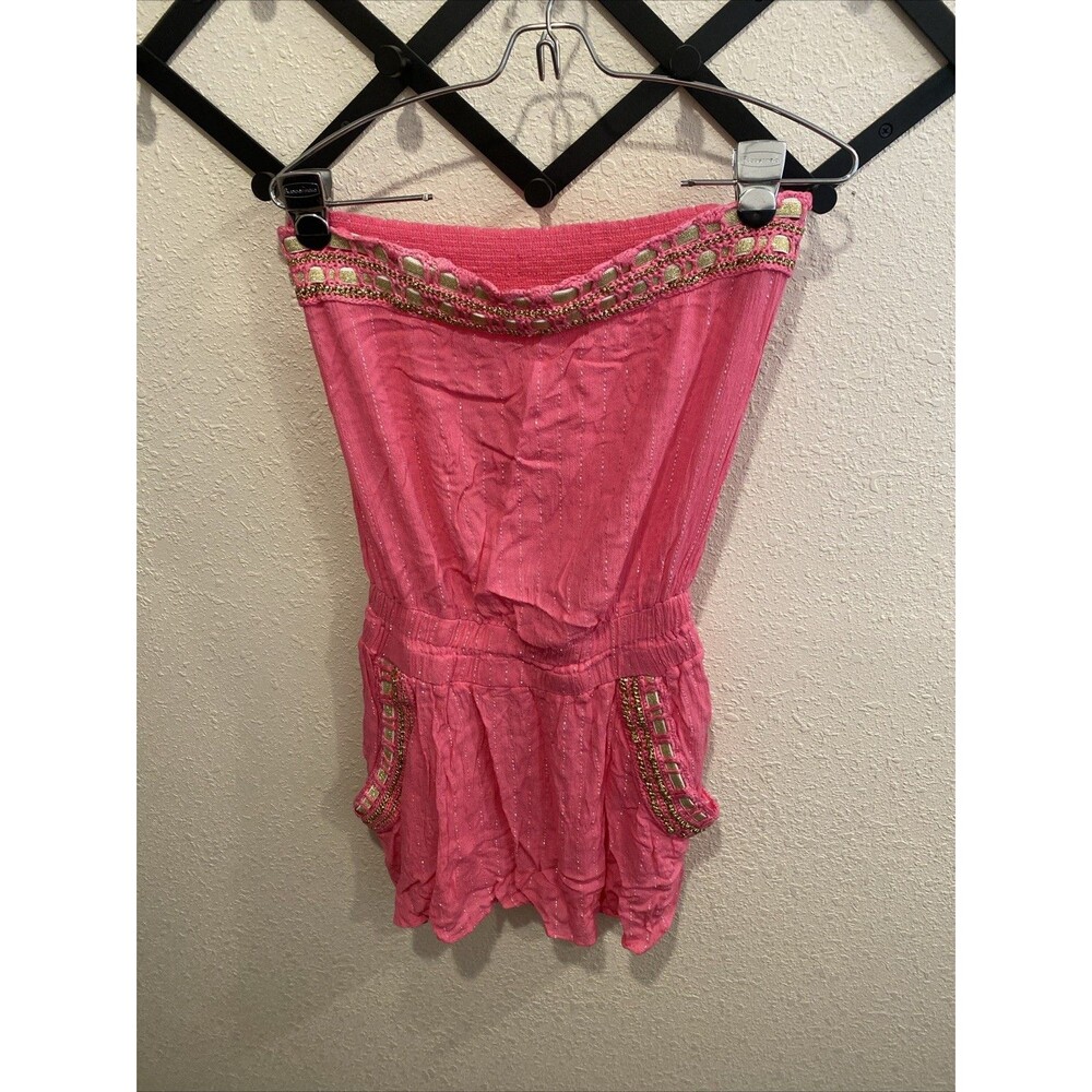 Ramy Brook Strapless Beach Swim Coverup Mini Dress Pink Gold XS